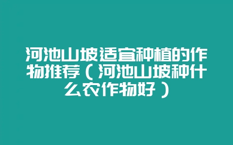河池山坡适宜种植的作物推荐(河池山坡种什么农作物好)-会东网