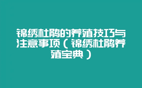 锦绣杜鹃的养殖技巧与注意事项(锦绣杜鹃养殖宝典)-会东网