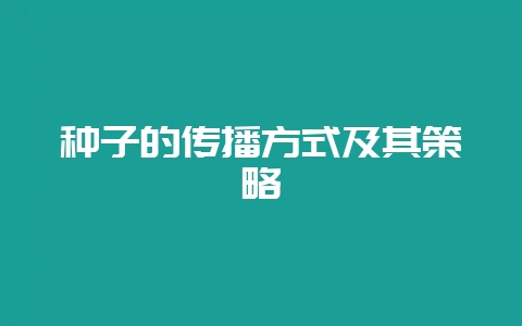 种子的传播方式及其策略-会东网