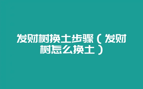 发财树换土步骤（发财树怎么换土）-会东网