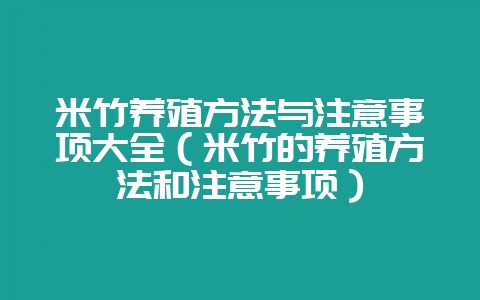 米竹养殖方法与注意事项大全(米竹的养殖方法和注意事项)-会东网