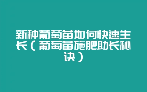 新种葡萄苗如何快速生长（葡萄苗施肥助长秘诀）-会东网