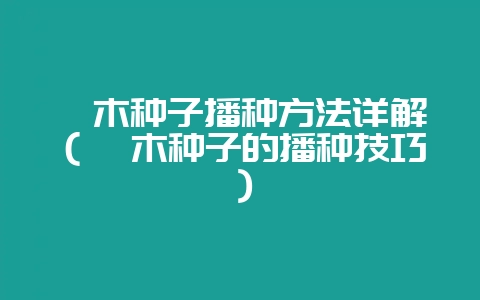 檫木种子播种方法详解(檫木种子的播种技巧)-会东网