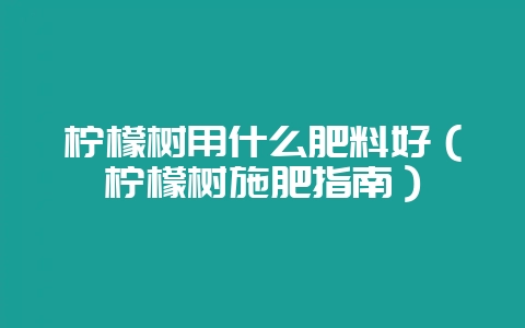 柠檬树用什么肥料好（柠檬树施肥指南）-会东网