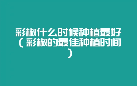彩椒什么时候种植最好（彩椒的最佳种植时间）-会东网