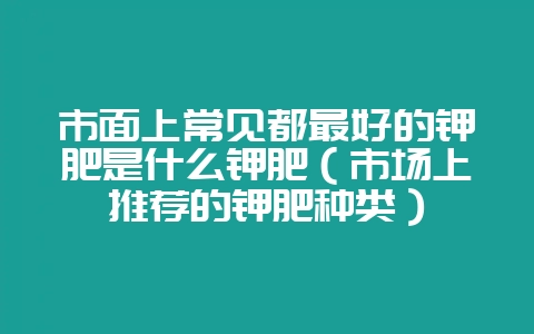 市面上常见都最好的钾肥是什么钾肥（市场上推荐的钾肥种类）-会东网