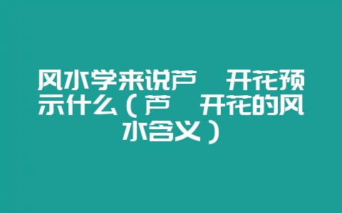 风水学来说芦荟开花预示什么(芦荟开花的风水含义)-会东网