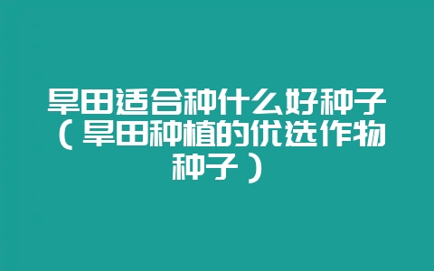 旱田适合种什么好种子（旱田种植的优选作物种子）-会东网
