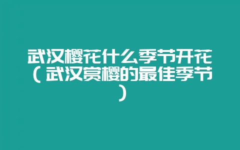 武汉樱花什么季节开花（武汉赏樱的最佳季节）-会东网