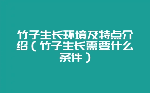 竹子生长环境及特点介绍(竹子生长需要什么条件)-会东网