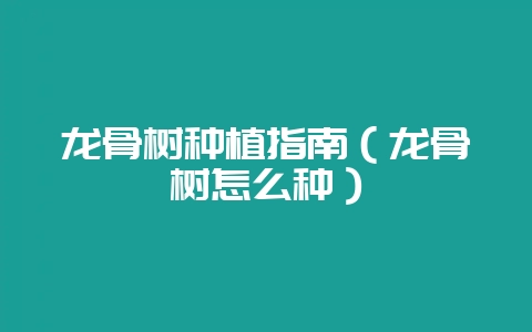 龙骨树种植指南(龙骨树怎么种)-会东网