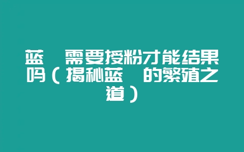 蓝莓需要授粉才能结果吗(揭秘蓝莓的繁殖之道)-会东网