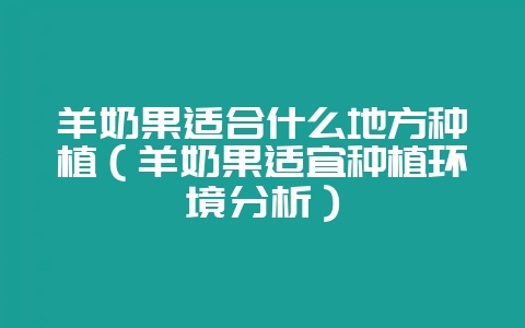 羊奶果适合什么地方种植（羊奶果适宜种植环境分析）-会东网