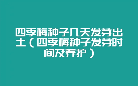 四季梅种子几天发芽出土(四季梅种子发芽时间及养护)-会东网