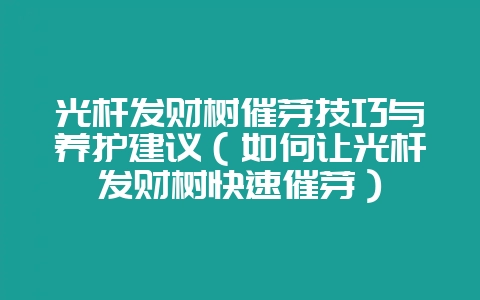 光杆发财树催芽技巧与养护建议(如何让光杆发财树快速催芽)-会东网