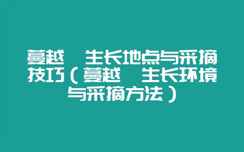 蔓越莓生长地点与采摘技巧（蔓越莓生长环境与采摘方法）-会东网