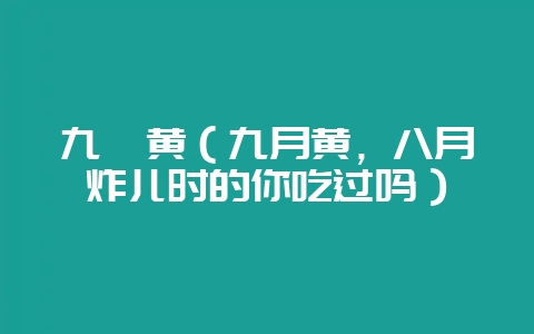 九幺黄(九月黄,八月炸儿时的你吃过吗)-会东网
