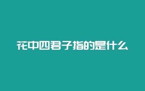 花中四君子指的是什么-会东网