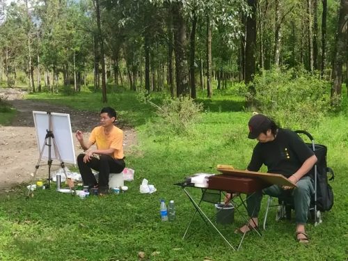 会东县政协诗书画院:重走长征之路写生团冕宁桥镇活动简报插图4 会东县政协诗书画院:重走长征之路写生团冕宁桥镇活动简报插图4