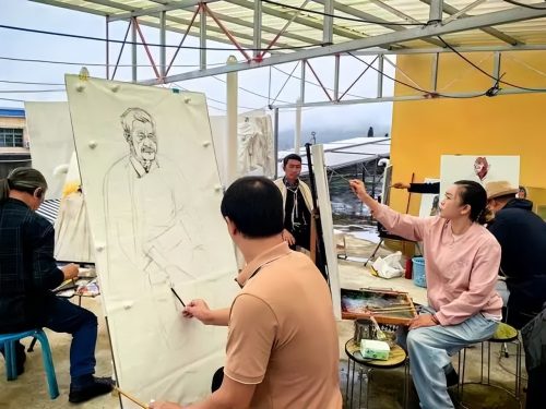 会东县政协诗书画院:重走长征之路写生团冕宁桥镇活动简报插图3 会东县政协诗书画院:重走长征之路写生团冕宁桥镇活动简报插图3