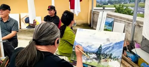 会东县政协诗书画院:重走长征之路写生团冕宁桥镇活动简报插图5 会东县政协诗书画院:重走长征之路写生团冕宁桥镇活动简报插图5