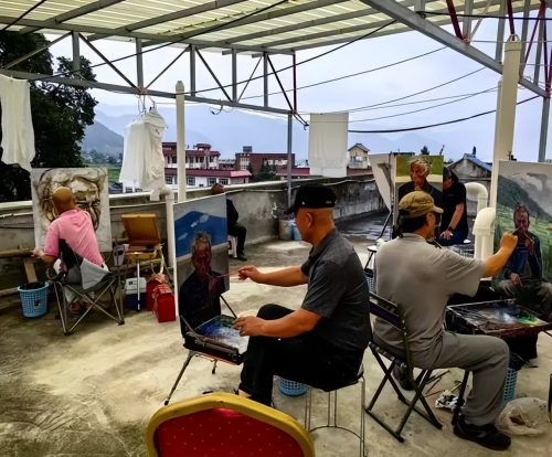 会东县政协诗书画院:重走长征之路写生团冕宁桥镇活动简报插图2 会东县政协诗书画院:重走长征之路写生团冕宁桥镇活动简报插图2